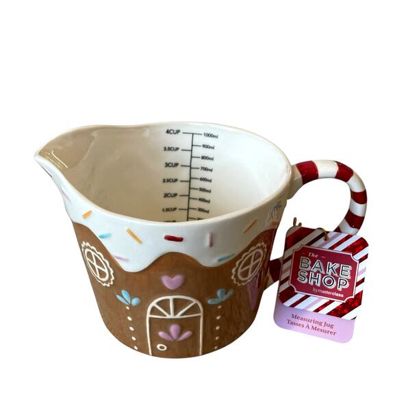 The Bake Shop Christmas Gingerbread House Measuring Jug 4 Cup Holiday New - Picture 10 of 15